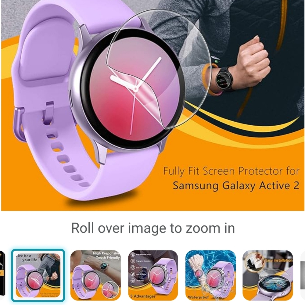 6 pack screen protector for Samsung Galaxy watch active 2 44mm (13) - Picture 5 of 9